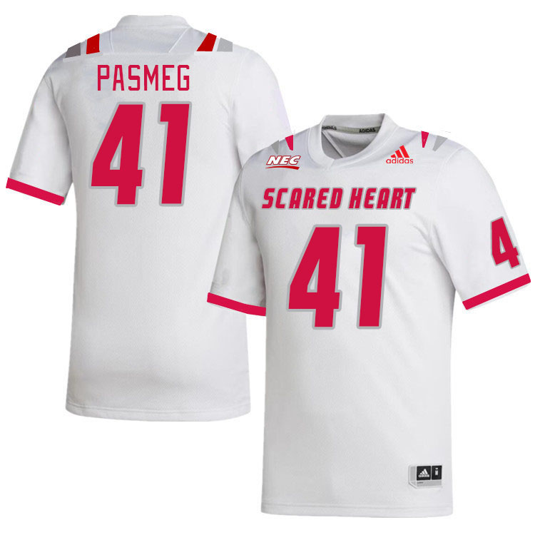 Men-Youth #41 Phil Pasmeg Scared Heart Pioneers 2023 College Football Jerseys Stitched Sale-White